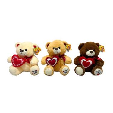 Imagem de Urso de Pelúcia com Laço e Coração FC2873 - Fizzy, Caramelo