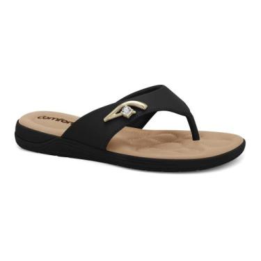 Imagem de Chinelo Feminino Comfortflex Ortopédico Salto Baixo Dedo, 35, Preto