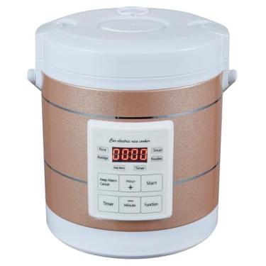 Imagem de AMIEROUS Panela de arroz 1.6L 12V-24V fabricante de lancheira elétrica multicooker pequeno fogão de arroz para carro, caminhão, trailer, viagem, acampamento, ouro (1601)