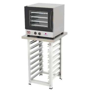 Imagem de Kit Forno Turbo Eletrico Fast Oven Prp-004 G2 Preto 127V + Bancada Mes