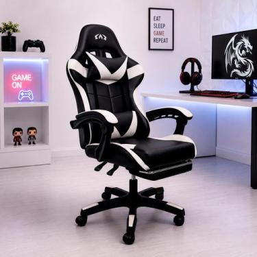 Imagem de Cadeira Gamer Ergonômica Reclinável com Apoio para os Pés  material si