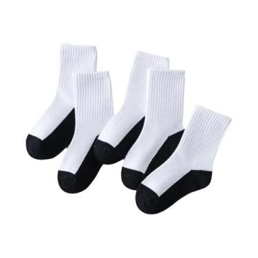Imagem de Meias De Cano Médio Para Meninos, 5 Pares, Respiráveis, Brancas, Para 