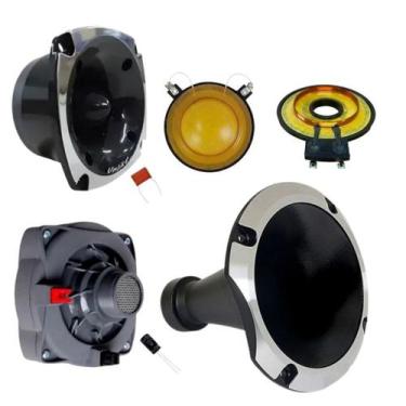 Imagem de Kit driver tweeter unlike 500 + corneta alumínio reparos cor:preto, PR