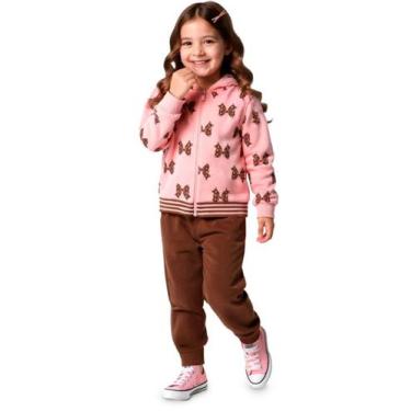 Imagem de Conjunto Menina em Moletom Flanelado Estampa Laços Kyly, Rosa claro, M
