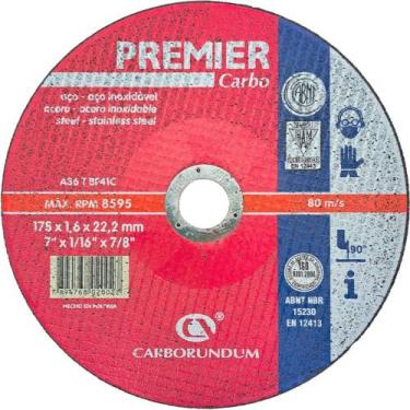 Imagem de Disco Corte Aco Inox Carborundum 7''X1/16''X7/8'' - Premier - Fino 1,6
