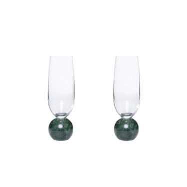 Imagem de Jogo 2 Taças para Espumante de Cristal e Mármore Verde 210ml 23112 Mar