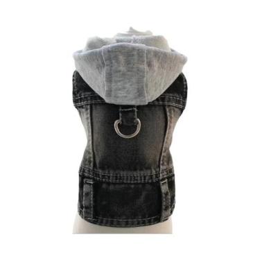 Imagem de Jaqueta De Jeans Azul Com Capuz Para Cães Pequenos, Roupa Para Filhote