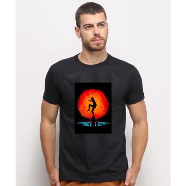 Imagem de Camiseta masculina Preta algodao Filme Karate Kid Por do Sol Pintura