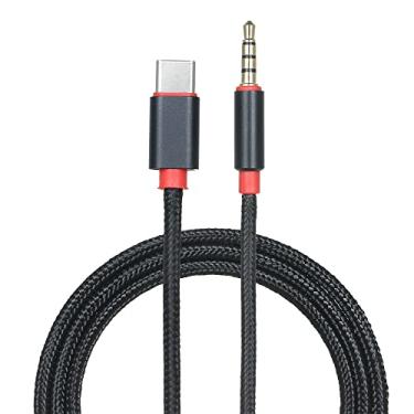 Imagem de Cabo de áudio TRRS de tipo C para 3,Cabo de áudio ho TRRS tipo C ho para 3,5 mm USB-C de 3,12 pés para fone de ouvido de 3,5 mm cabo adaptador estéreo para carro/casa, 3,12 pés preto