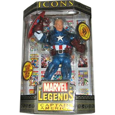 Imagem de Boneco do Capitão América da série Legends Icons da Marvel 30,5 cm com livro "Evolution of an Icon"