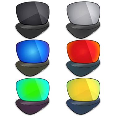 Imagem de 6 pares de lentes polarizadas de substituição para óculos de sol Von Zip Elmore da Mryok – preto/vermelho fogo/azul gelo/prata titânio/verde esmeralda, ouro 24 K