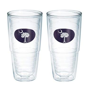 Imagem de Tervis Copo isolado de parede dupla com bandeira da Carolina do Sul feito nos EUA, 680 g, azul marinho e branco