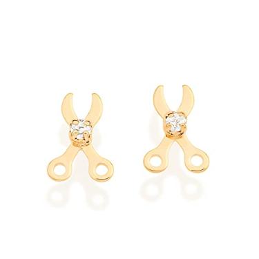 Imagem de Brinco tesoura com cristal Branco-522826-Rommanel Cor: Branco