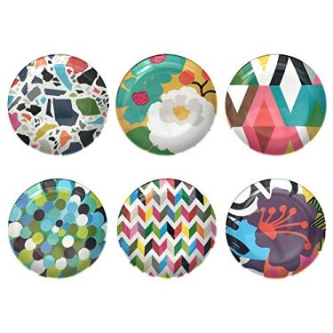 Imagem de French Bull Pratos sortidos de melamina - Conjunto de 6 peças - Prato de jantar de melamina, servir, festa, travessa, prato (prato de aperitivo de 15 cm, sortidos)