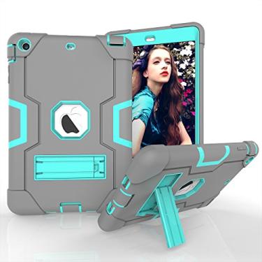 Imagem de Mini Case, iPad Mini 2 Case, iPad Mini 3 Case, iPad mini Retina Case, Three Layer Heavy Duty Shockproof Protective Case for iPad Mini,iPad Mini 2,iPad Mini 3 with Kickstand -grey/Aqua
