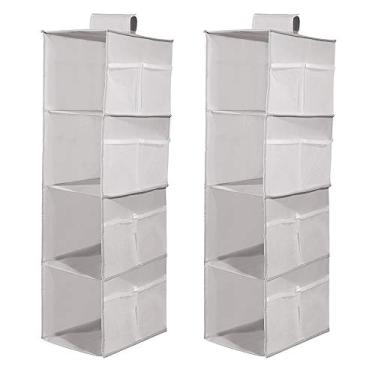 Imagem de Yajun Organizador de armazenamento de armário para pendurar no armário, suporte arrumado, suporte para sutiã, 4 camadas, roupa íntima, 2 peças, cinza