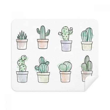 Imagem de Pano de limpeza de tela com estampa de suculentas de cacto em vaso para ilustração de limpeza, 2 peças de tecido de camurça