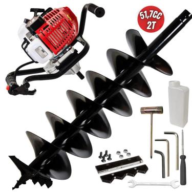 Imagem de Perfurador De Solo Profissional Kawashima ED252BD á Gasolina Motor 2 Tempos 52cc Com Broca Duplo Espiral e Vídia 800x200mm Robusta e Resistente