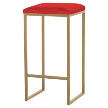 Imagem de Banqueta Billie Base Gold Veludo Vermelho Gran Belo