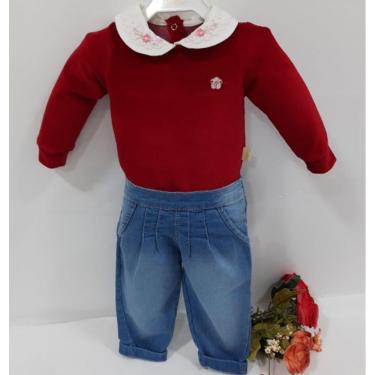 Imagem de Conjunto Bebê Menina Paraiso Body Plush + Calça Jeans 11720