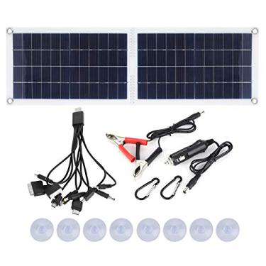 Imagem de Carregador de painel solar dobrável de 30 W, carregador de bateria solar portátil embutido na porta USB, carregador solar de acampamento para acampamento ao ar livre, caminhadas, viagens, carro, trailer, barco, etc