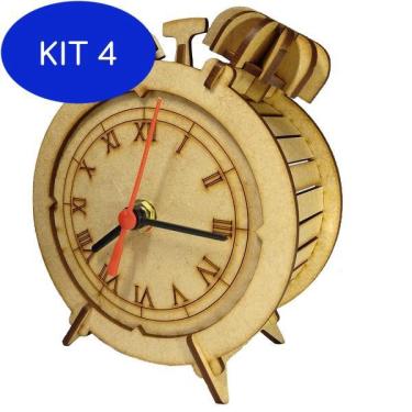Imagem de Kit 4 Relógio de Mesa em mdf. Modelo Despertador