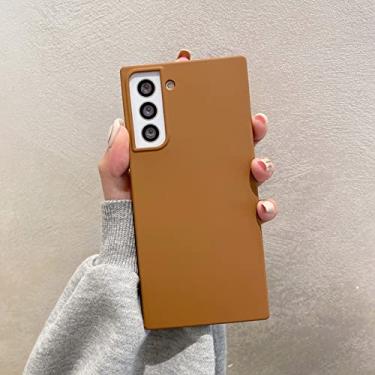 Imagem de Capa de telefone macia de silicone líquido quadrado para Samsung Galaxy S21 S20 FE S10 Plus S9 Note 20 Ultra 10 Pro tampa traseira, marrom, para S21 Plus