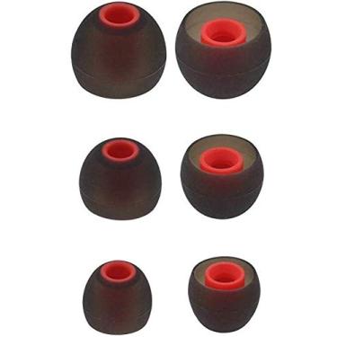 Imagem de Pontas auriculares de silicone de substituição compatíveis com Senso, Zeus, Otium, Hussar, Sony MDR, Tozo, Mpow Headphones e fones de ouvido, Black and Red, 1 Pair of Each Small Medium & Large