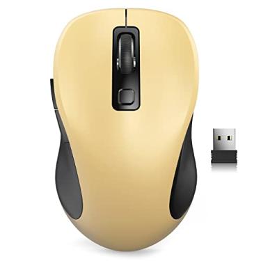 Imagem de Trueque Mouse sem fio para laptop, mouse ergonômico de computador de 2,4 G com 3 níveis de DPI ajustáveis, botões de página para cima e para baixo, mouse USB para Chromebook, PC, desktop, notebook, MacBook (banana)