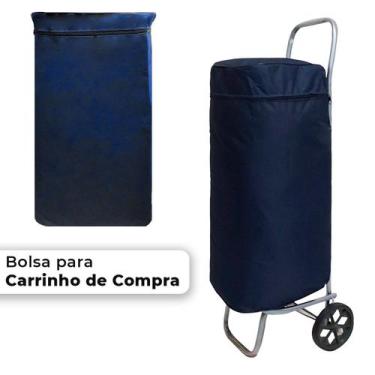 Imagem de Bolsa De Carrinho De Feira Azul Mochila Transporte Para Compras Carga