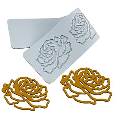 Imagem de TUKE Moldes de silicone de folhas 3D tapete de fondant de bolo de flor moldes de pastelaria de folha de abelha molde de renda oca chocolate impressão de rosa (rosa_33x7x0,3 cm_E)