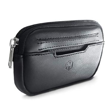 Imagem de Carteira fina masculina AH, bolso frontal fino minimalista, porta-cartão de crédito com bloqueio RFID para viagens de trabalho, Carteira com laço para cinto