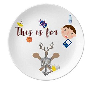 Imagem de Prato de porcelana de ossos humanos rosto de veado prato redondo menino homem