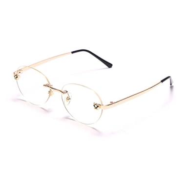 Imagem de Óculos de sol ovais sem aro retrô feminino designer de luxo tons gradiente masculino óculos de sol uv400 vintage óculos, 3, tamanho único