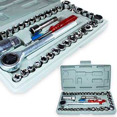 Imagem de Kit Jogo De Chaves Catraca Pito 40 Peças Sextavado