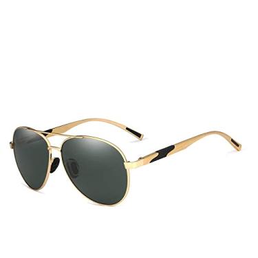 Imagem de Óculos de Sol Masculino Classic Polarizado Óculos de Sol de Alumínio Proteção UV400, C03 Verde Glod G15, Tamanho Único