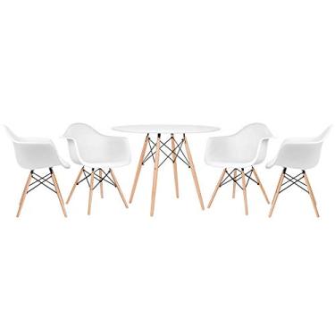 Imagem de Loft7, Kit - Mesa Eames 100 cm branco + 4 cadeiras Eiffel Daw branco