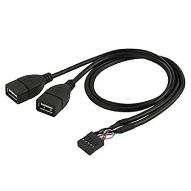 Imagem de Cabeçalho fêmea CY 50 cm 10Pin para cabo adaptador USB 2.0 duplo