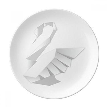 Imagem de Prato com estampa de borboleta abstrata de cisne branco decorativo de porcelana salver louça de jantar