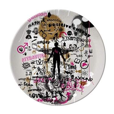 Imagem de Graffiti Placa com estampa humana de flor de rua decorativa de porcelana Salver Prato de jantar