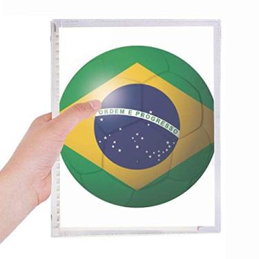 Imagem de Caderno de futebol americano com a bandeira nacional do Brasil, diário de folhas soltas recarregável, papelaria