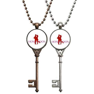 Imagem de OFFbb-USA Colar com pingente de chave Husband Wife Ttogether Spend Time Together Joia para decoração de casal