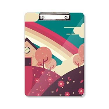 Imagem de Desenho de casa paisagem padrão prancheta pasta, bloco de anotação, placa de apoio A4