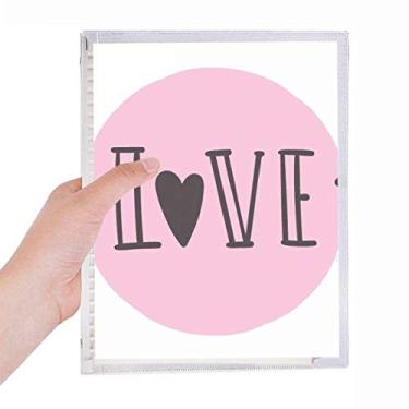 Imagem de Caderno de folhas soltas com citação Pink Love em estilo escrito à mão