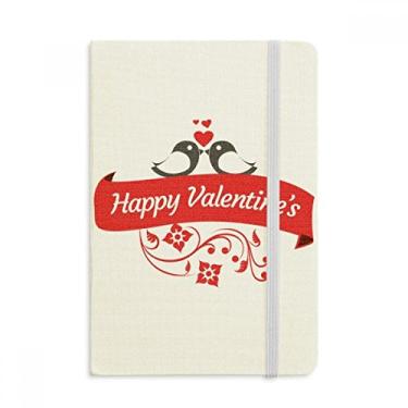 Imagem de Caderno diário clássico com capa dura em tecido oficial Love Birds Happy Valentine's Day