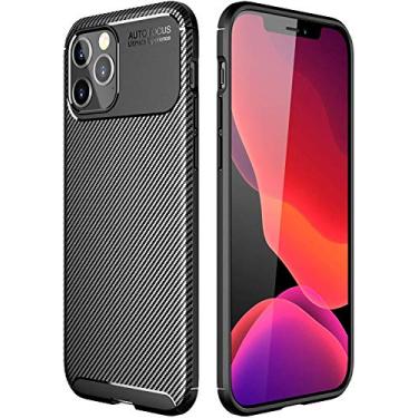 Imagem de Capa Capinha Anti Impacto Para Iphone 12 Pro Max com Tela de 6.7" polegadas - Case Com Desenho Fibra De Carbono Shock Queda - Danet (Preto)