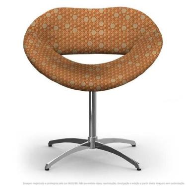 Imagem de Cadeira Beijo Colmeia Marrom E Laranja Poltrona Decorativa Com Base Gi