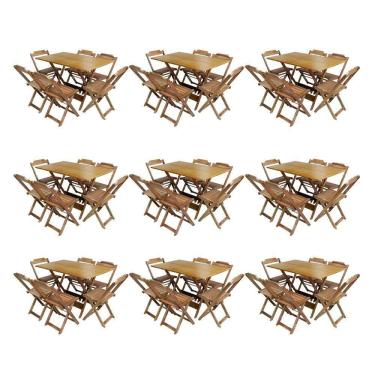Imagem de Kit 9 Jogos De Mesa Dobravel Com 6 Cadeiras De Madeira 120X70 Para Restaurante E Bar - Mel