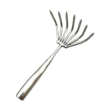 Imagem de Gralara Ancinho de mão de aço inoxidável Ancinho de folha de solo Ancinho de metal para arbustos para afrouxar a do solo, 7 Dentes
