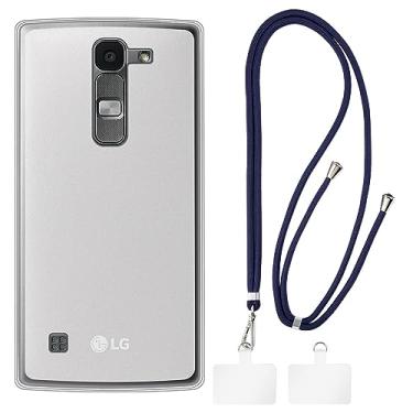 Imagem de Shantime Capa LG Spirit + cordões universais para celular, pescoço/alça macia de silicone TPU capa protetora para LG Spirit 4G LTE (4,7 polegadas)
